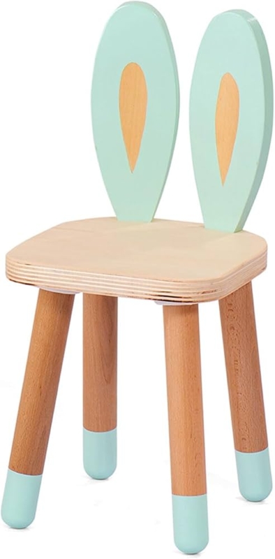 Playful Bunny Ear Kids Chair in White and Light Wood with Tapered Legs
