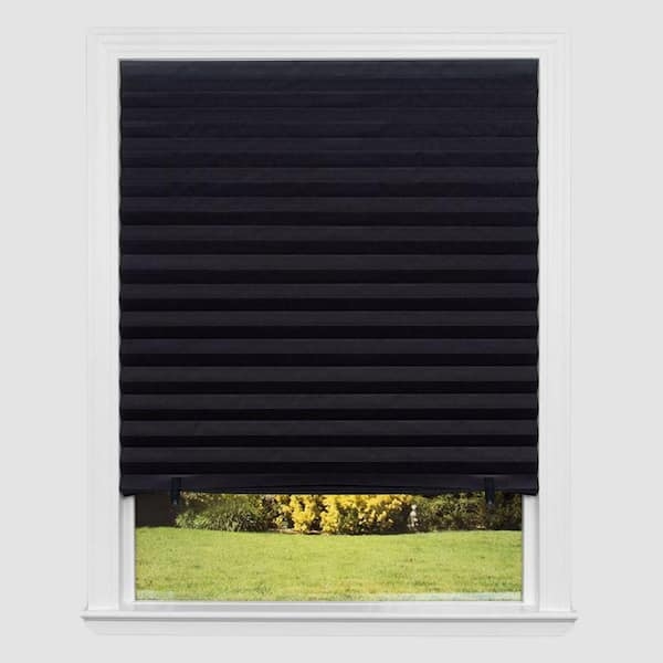 Pleated Shade Matte Black Paper Like Cordless Blackout Window Shades