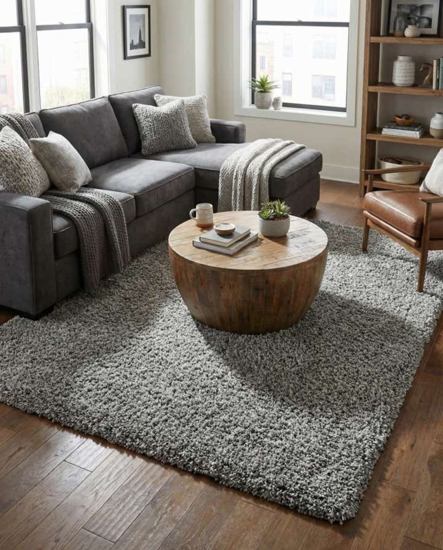 Plush Cloud Shag Area Rug, High Pile. Contemporary Style.