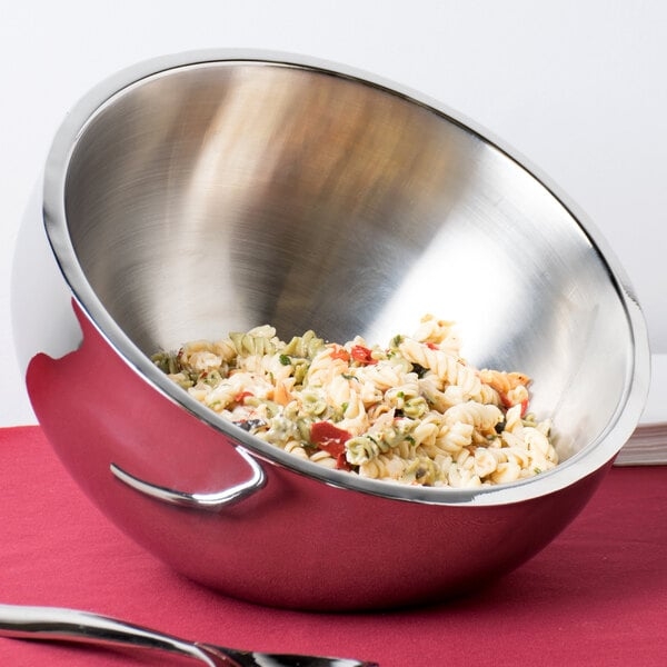 Polished Angled Serving Bowl, Stainless Steel, Perfect for Chilled Ice