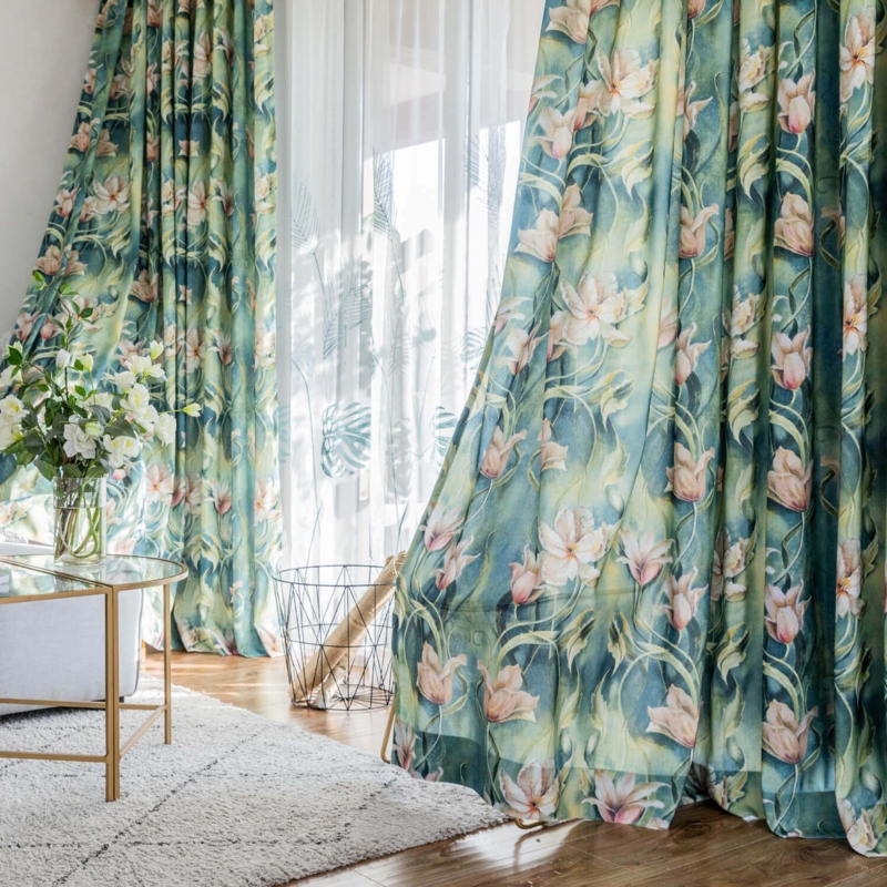 Rainforest Curtain Panel Art Print Vibrant Green Palette Tropical