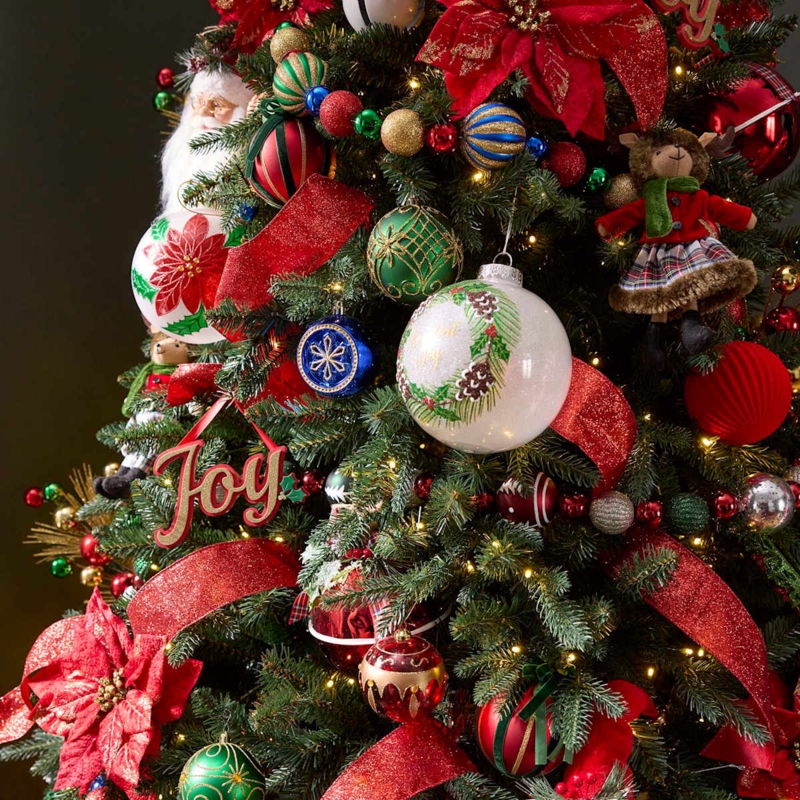 Red Flocked Ball Ornament, Velvet Texture Classic Holiday Decor