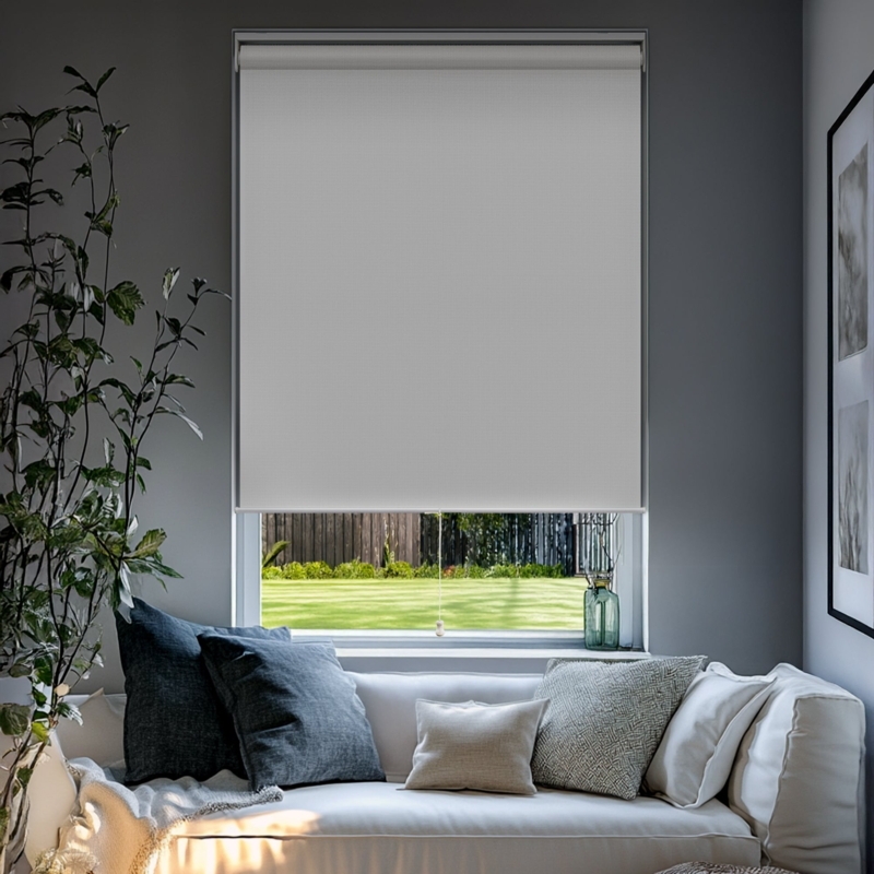 Roller Shade All White Aesthetic Cordless Blackout Window Treatments
