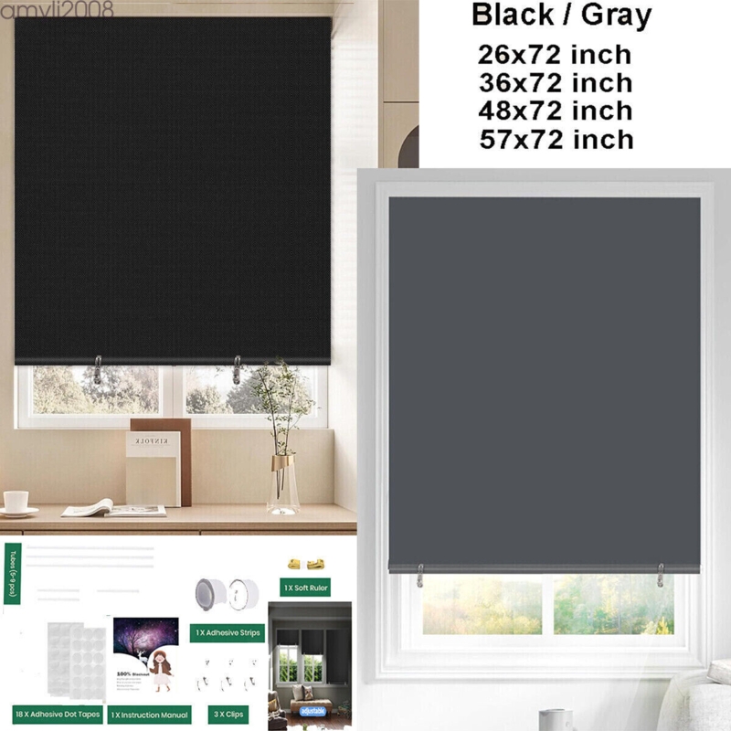 Roller Shade Flat Profile Dark Grey Modern Cordless Blackout Blinds