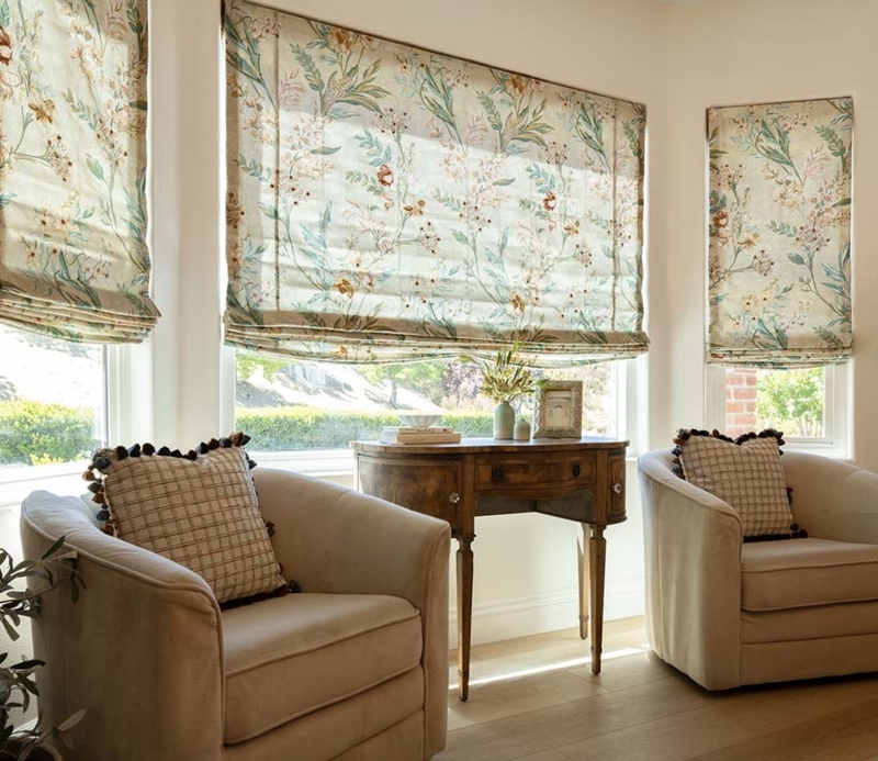 Roman Shade Botanical Bird Print Flat Fold Tropical Decor