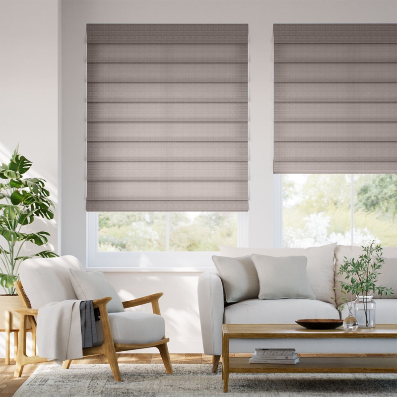 Roman Shade Navy Blue Textured Weave Horizontal Pleats