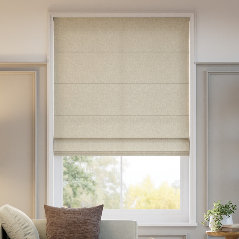 Roman Shade Rustic Woven Texture Farmhouse Style Window