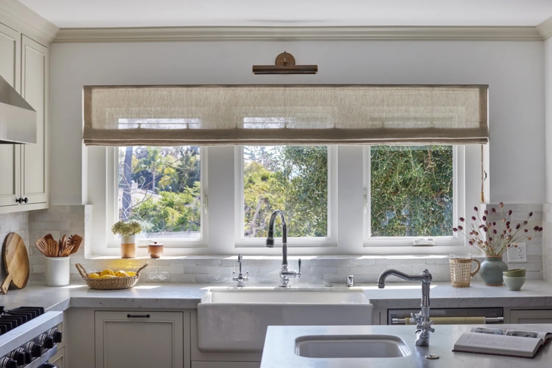 Roman Shades Organic Modern Linen Look Breakfast Nook Decor