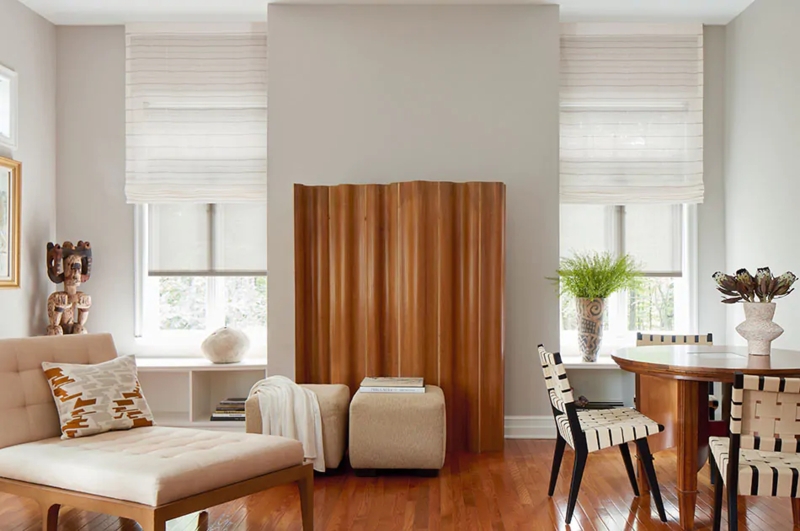 Roman Shades Outside Mount Sand Textured Modern Organic Style
