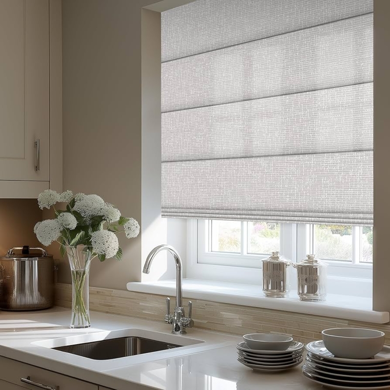 Roman Shades Sheer Cordless Light Filtering Fabric Woven