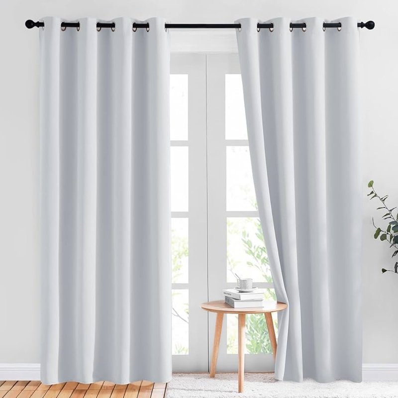 Room Darkening Curtains Greyish White Thermal Grommet Drapes (66 chars)