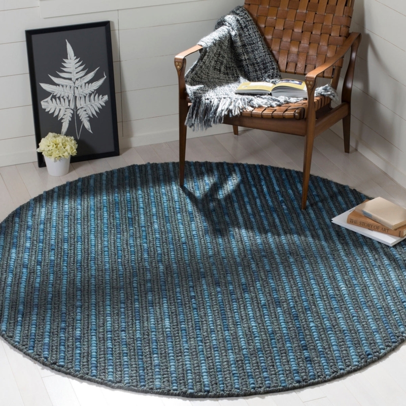 Round Area Rug Distressed Medallion Pattern Cream Gray Modern Boho