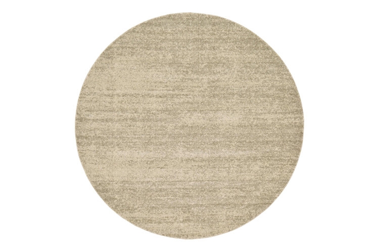 Round Area Rug Subtle Grey Concentric Circles Transitional Layout