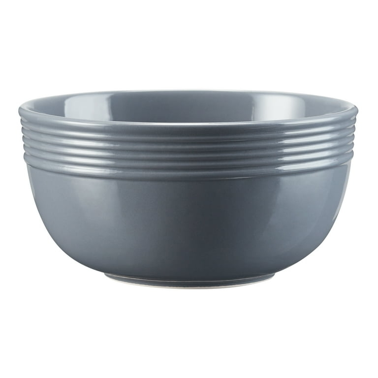 Round Bowl Matte Finish Stoneware Look Tapered Base Simple