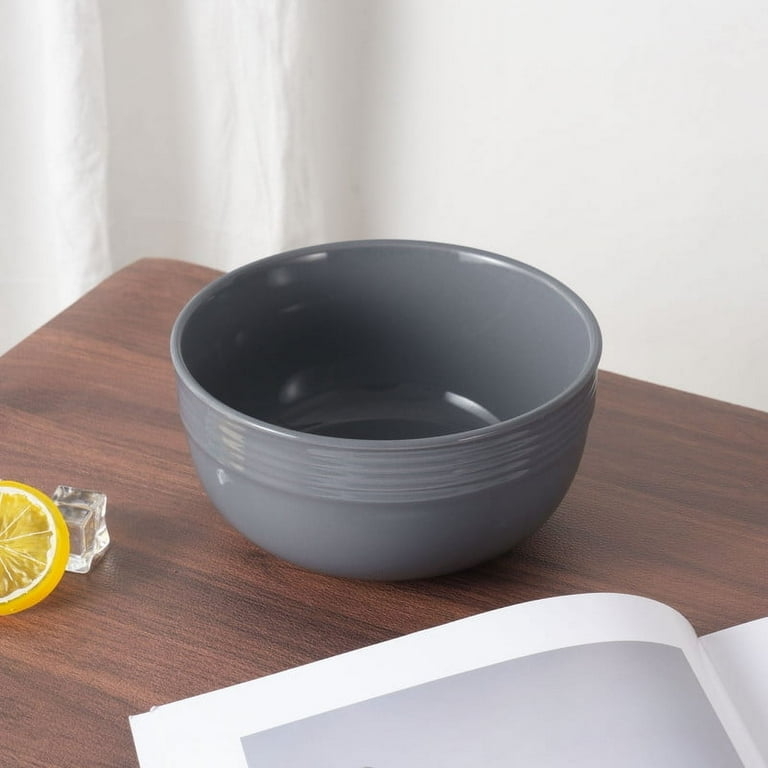 Round Bowl Speckled Pattern Contrast Rim Matte Finish Stoneware Like