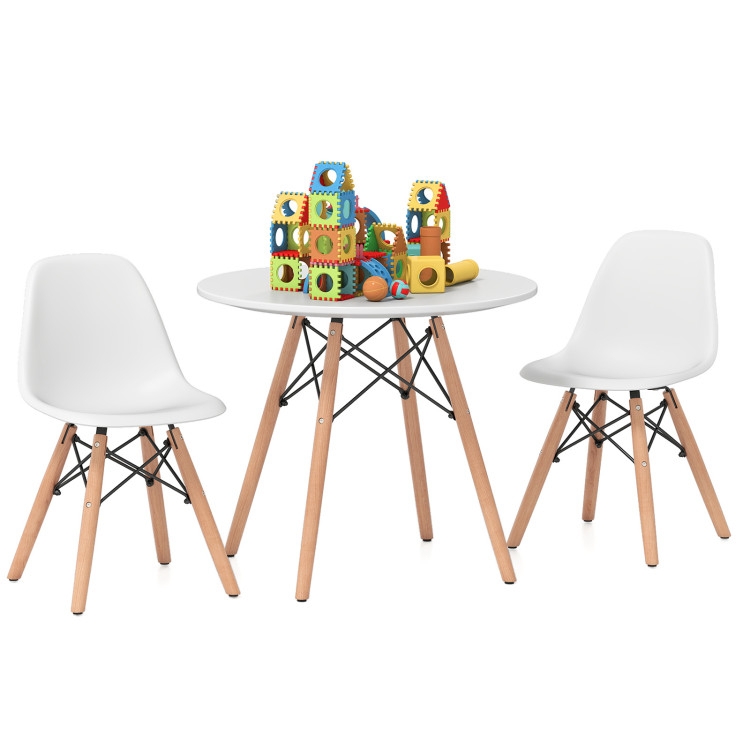 Round Kids Table Set with Armless Molded Chairs and Wire Bracing