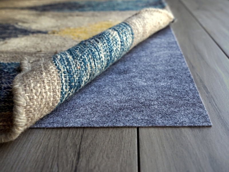 Rug Pad Radiant Heat Safe Low Profile Grey Textured Surface Grip