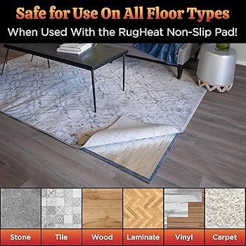 Rug Pad Slim Design Grey Matte Thin Profile Heated Rug Pad For Hardwood