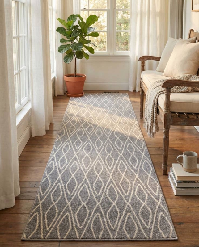 Runner Rug Distressed Oriental Medallion Extra Long Faded Look Hallway
