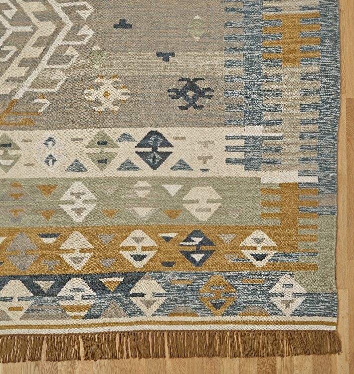 Runner Rug Gray Flatweave Fringe Tassels Modern Farmhouse Hallway Decor