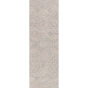 Runner Rug, Ivory and Charcoal Southwestern Pattern, Bohemian Style