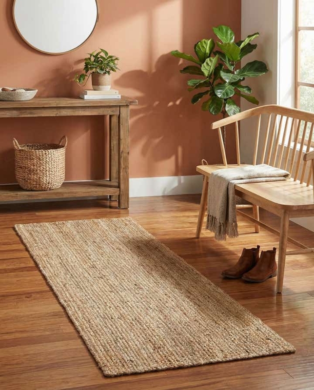Runner Rug Natural Jute Braided Texture Hallway Mat
