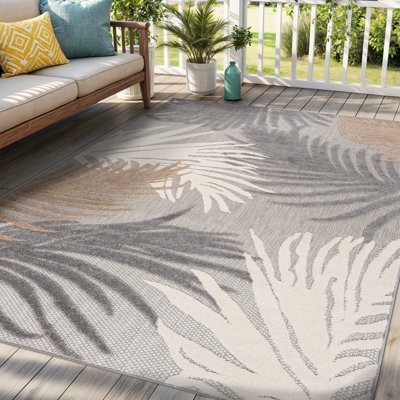 Runner Rug Navy Base Large Scale Floral Low Pile Coastal Deck