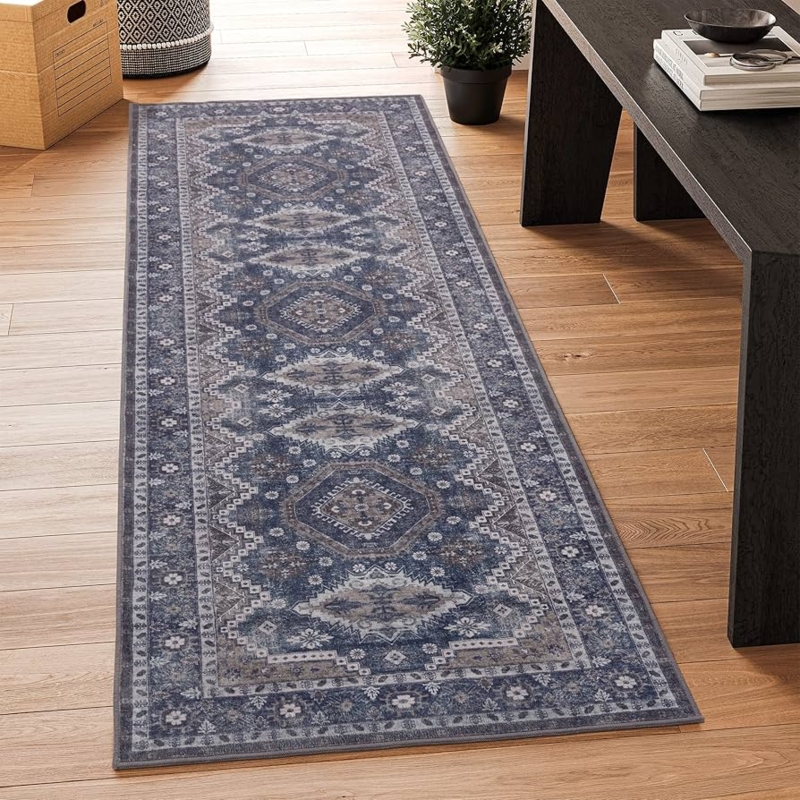 Runner Rug Navy Tribal Pattern Vintage Entryway Styling