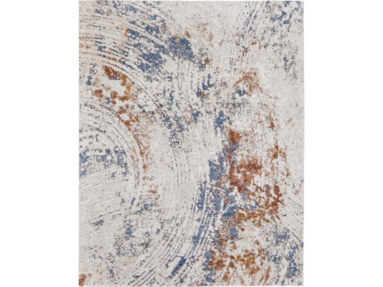 Runner Rug Painterly Abstract Design Rust And Blue Artistic Runner
