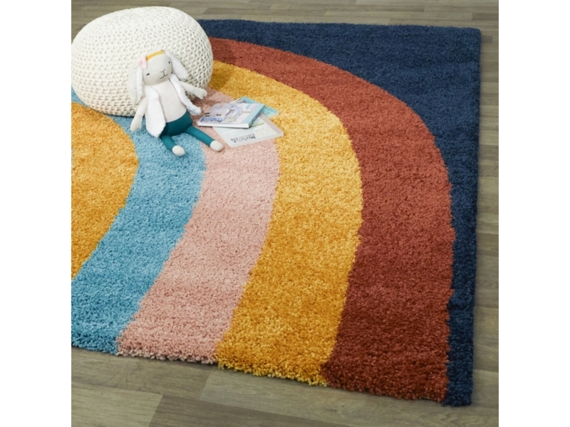 Runner Rug Scalloped Edges Rainbow Arcs Playful Kids Hallway Nursery