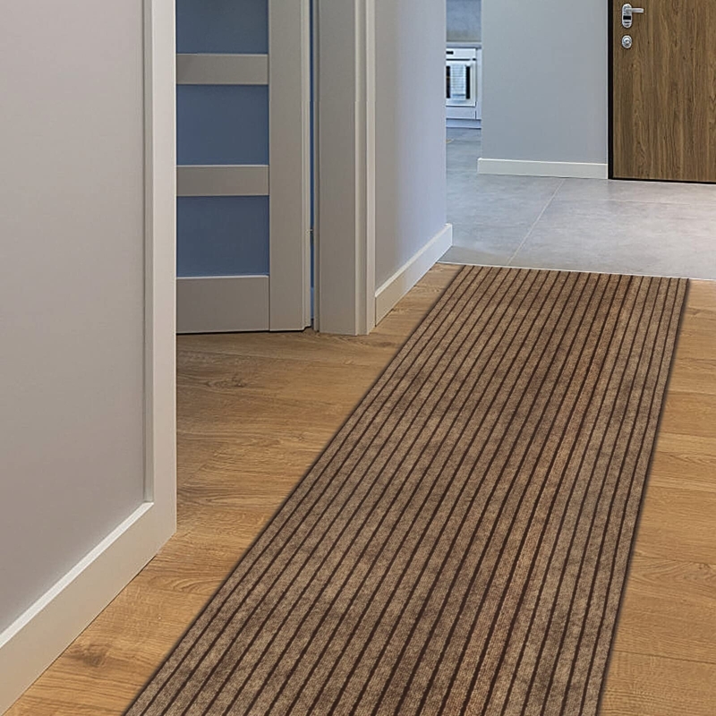 Runner Rug Striped Pattern Ribbed, Modern Hallway Mat