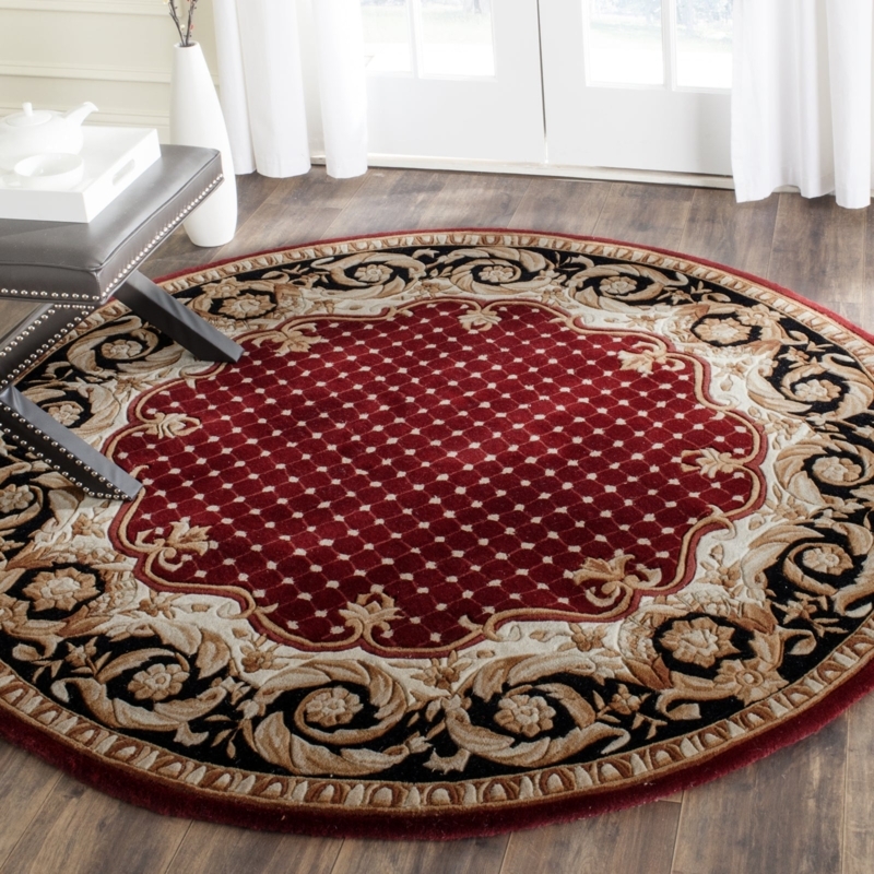 Runner Rug Traditional Ornate Border Burgundy Black Hallway