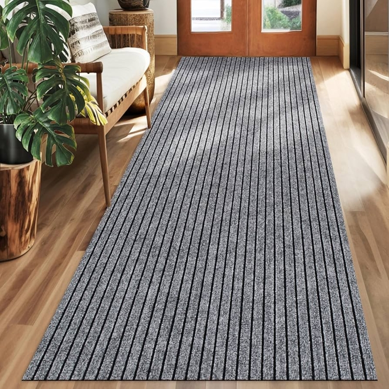 Runner Rug Trellis Pattern Extra Long Non Slip Gray Moroccan