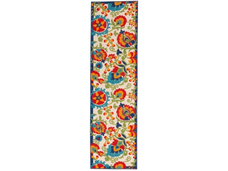 Runner Rug Vibrant Floral High Low Texture Bohemian Deck