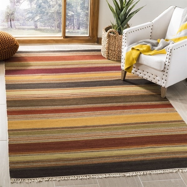Runner Rug Warm Gold and Ochre Kilim Flatweave Entryway