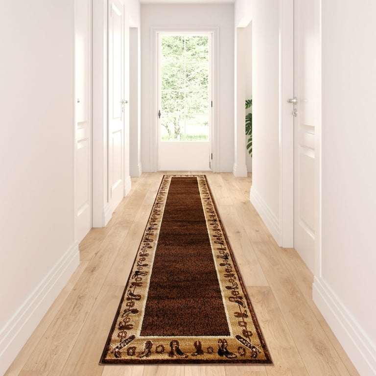 Runner Rug Western Cowboy Motif Brown Tan Rustic Entryway Decor