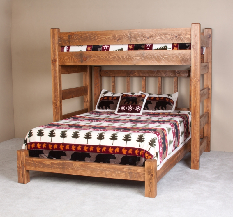 Rustic Barnwood Loft Bed with Integrated Desk and Bookshelf