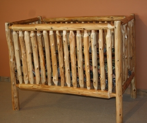 Rustic Log Nursery Furniture with Arched Top and Thick Posts
