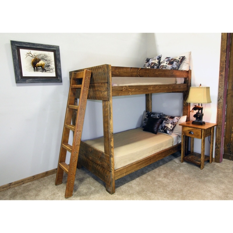 Rustic Modern Dark Wood Bunk Bed with Slide