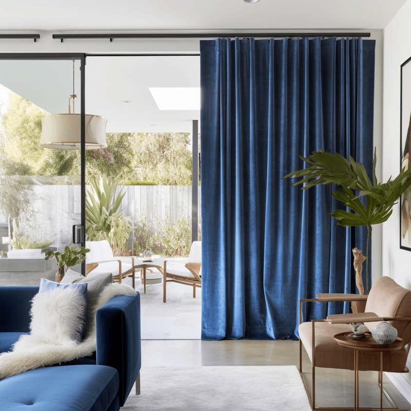 S-Fold Header Curtains Charcoal Velvet Floor to Ceiling Modern