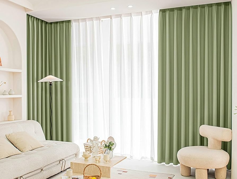 Sage Green Curtain Panels Blackout Grommet Window Drapes