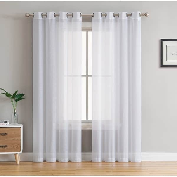 Sage Green Curtain Panels Voile Grommet Top Earthy Semi-Sheer Curtains