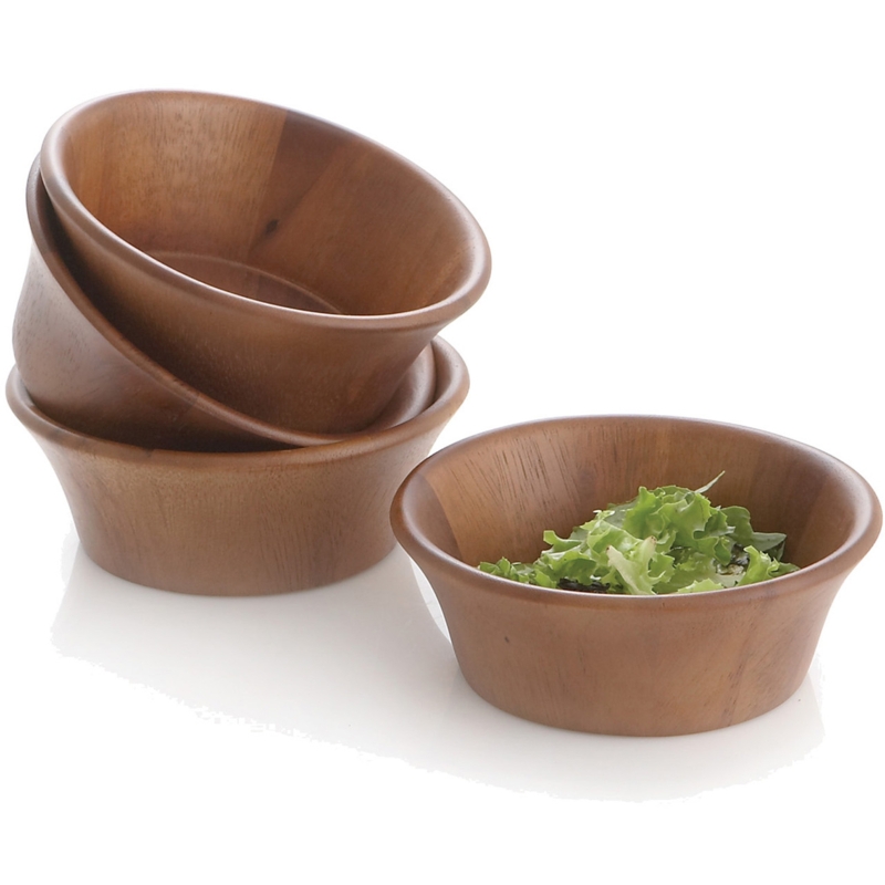 Salad Bowl Set Nesting Capability Wood Toned Varied Grain Rustic