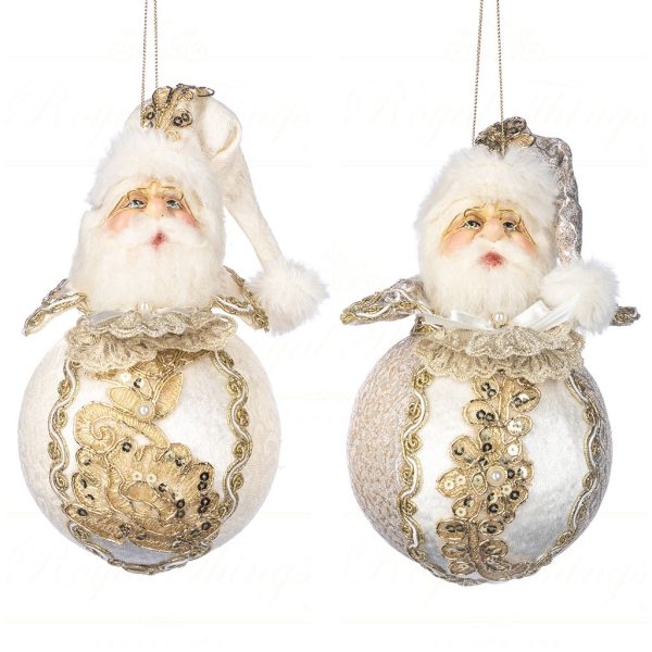 Santa Head Christmas Ornament Glitter Cone Shape