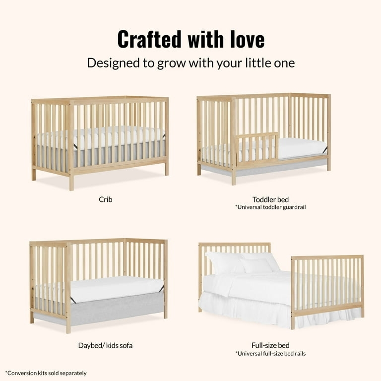 Scandinavian Style Baby Crib with Tapered Legs and Slat Design