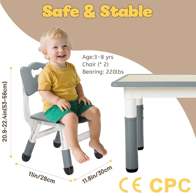 Scandinavian Style Kids' Chair Adjustable Grey and Wood