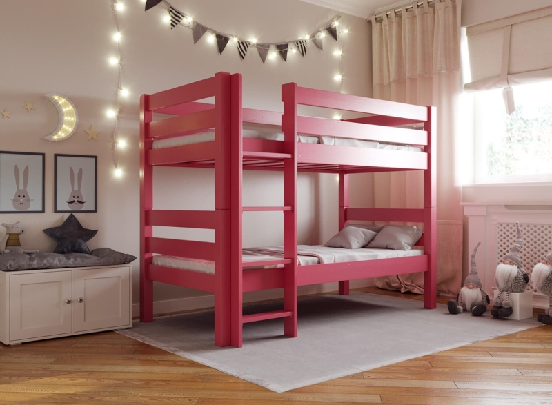 Scandinavian Wooden Bunk Bed With House Shaped Frame