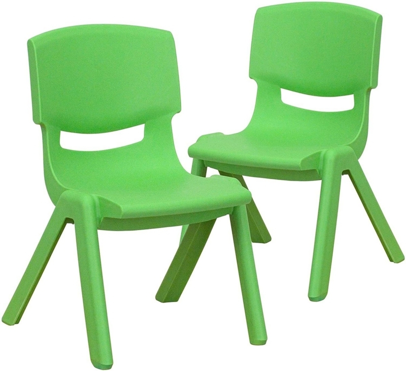 School Chair Green Molded Shell Chrome Legs Stackable Classroom Seating