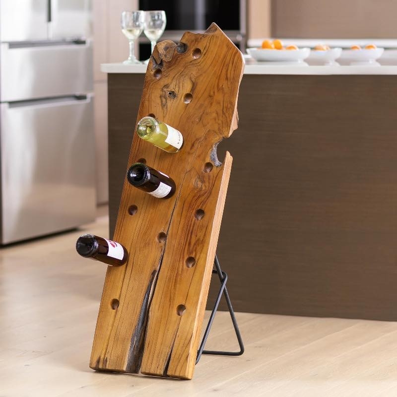 Sculptural Wine Rack Organic Silhouette Weathered Finish