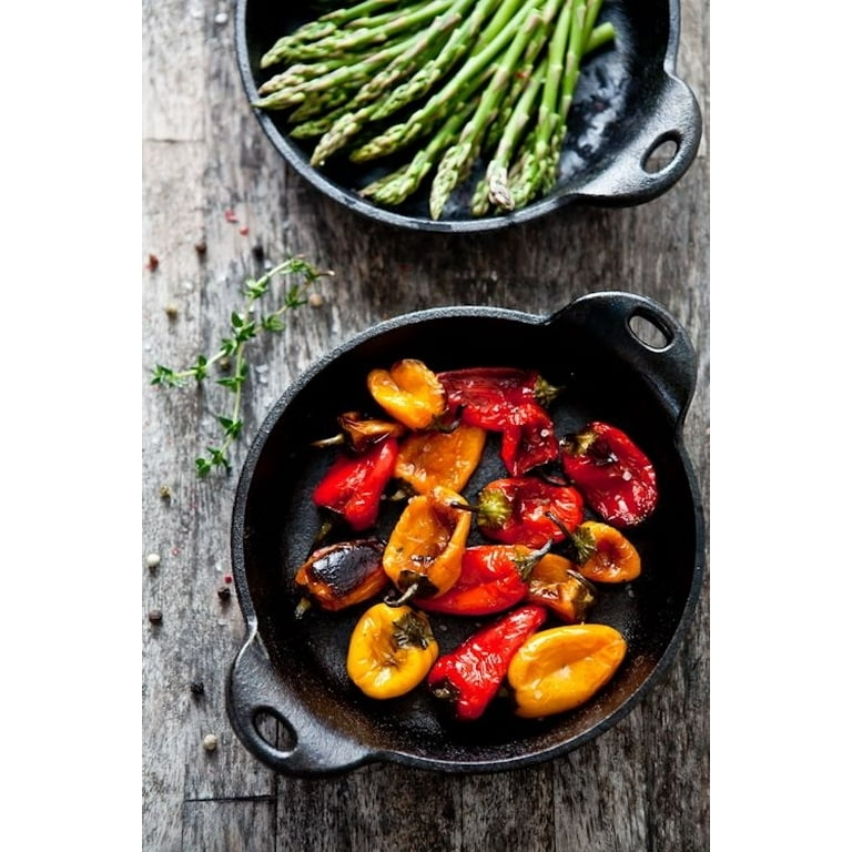 Seasoned Metal Serving Dish, Mini Cast Iron, Low Profile Rim